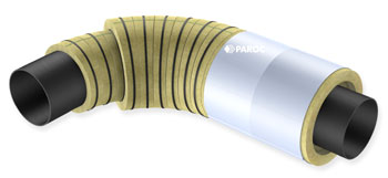 Soluzione in doppio strato su tubazione curvilinea con PAROC Pro Segments e PAROC Pro Lock 